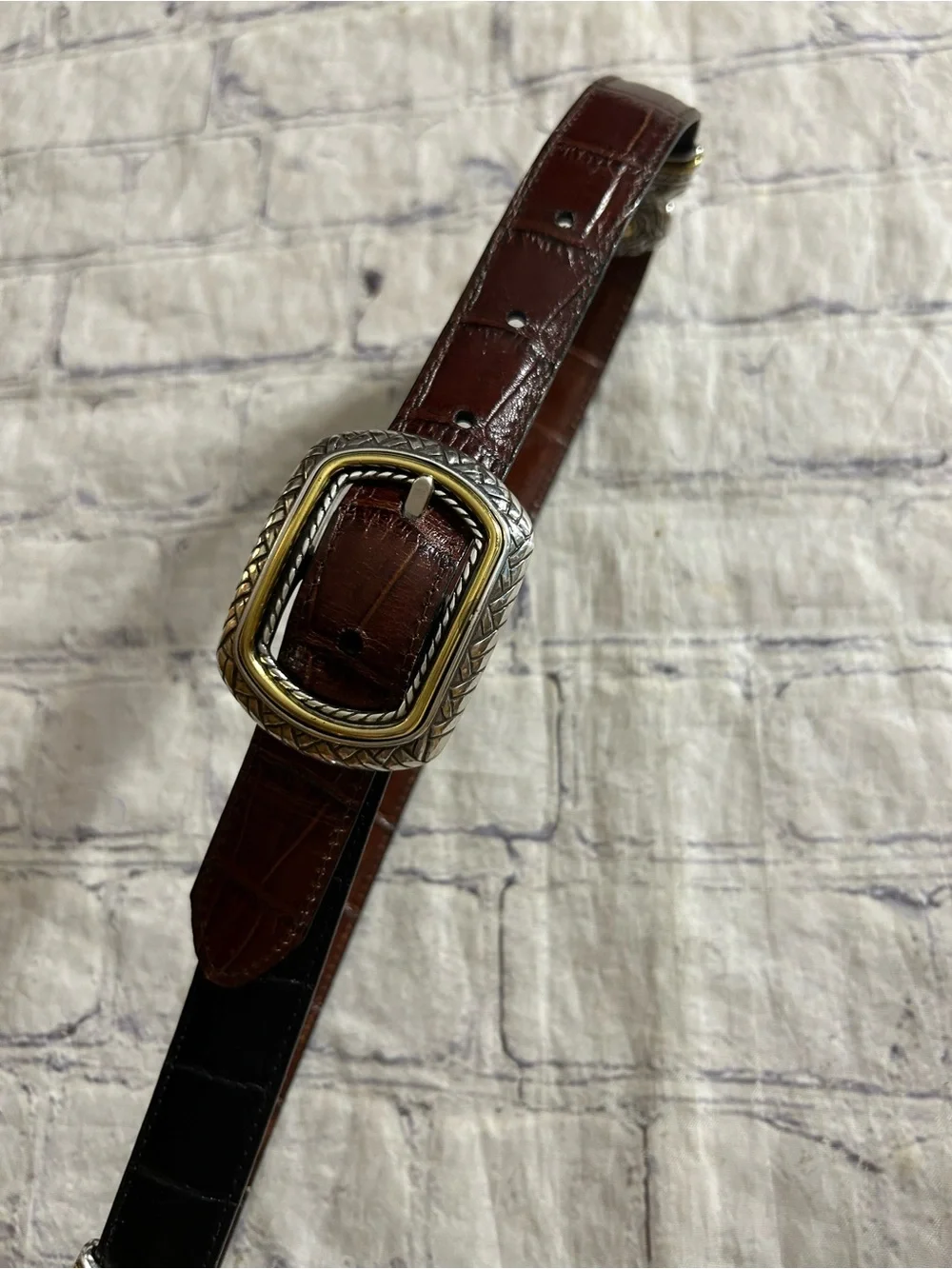 BRIGHTON CLASSICS AND REVERSIBLE BLACK & BROWN CROC EMBELLISHED BUCKLES BELTS S